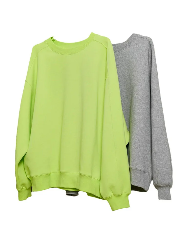 [LANMREM] Casual Loose Pullover Sweatshirt For Women Round Neck Long Sleeve Koran Style Tops Fashion 2024 Spring New 26D8468