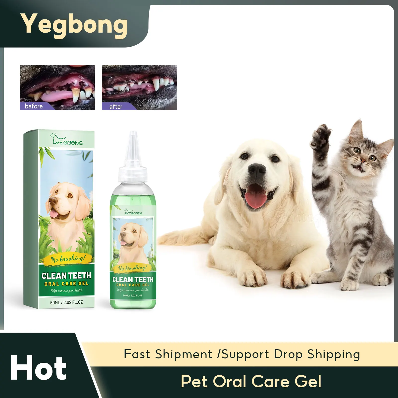 

Pet Teeth Cleaning Gel Bad Breath Freshener Dog Prevent Calculus Cat Remove Tooth Stains Whitening Deodorant Pet Oral Repair Gel