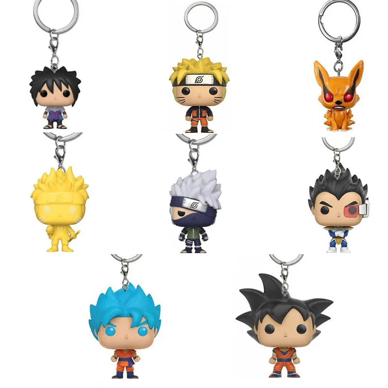 Portachiavi Funko Sasuke Kurama Kakashi Q Versione Portachiavi Bambola Goku Vegeta Super Saiyan Goku Regalo Chiave Con Scatola Originale