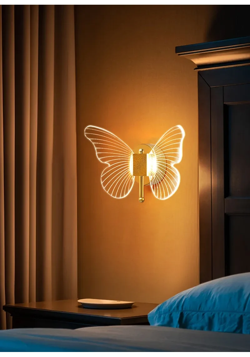 Butterfly LED Wall Lamp Indoor Lighting Home Bedroom Bedside Pendant Lamps Living Room Decoration Interior Wall Light Hanging