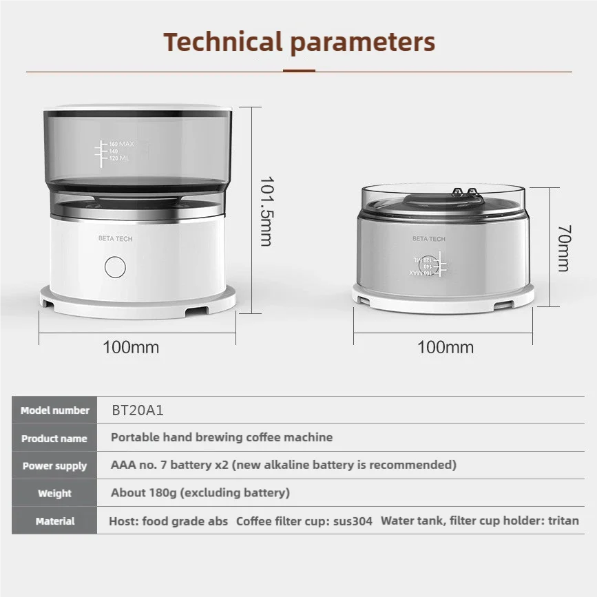 Coffee Brewer Hand Drip Coffee Pot with Filter Portable Mini Maker Suitable for Camping Travel Office