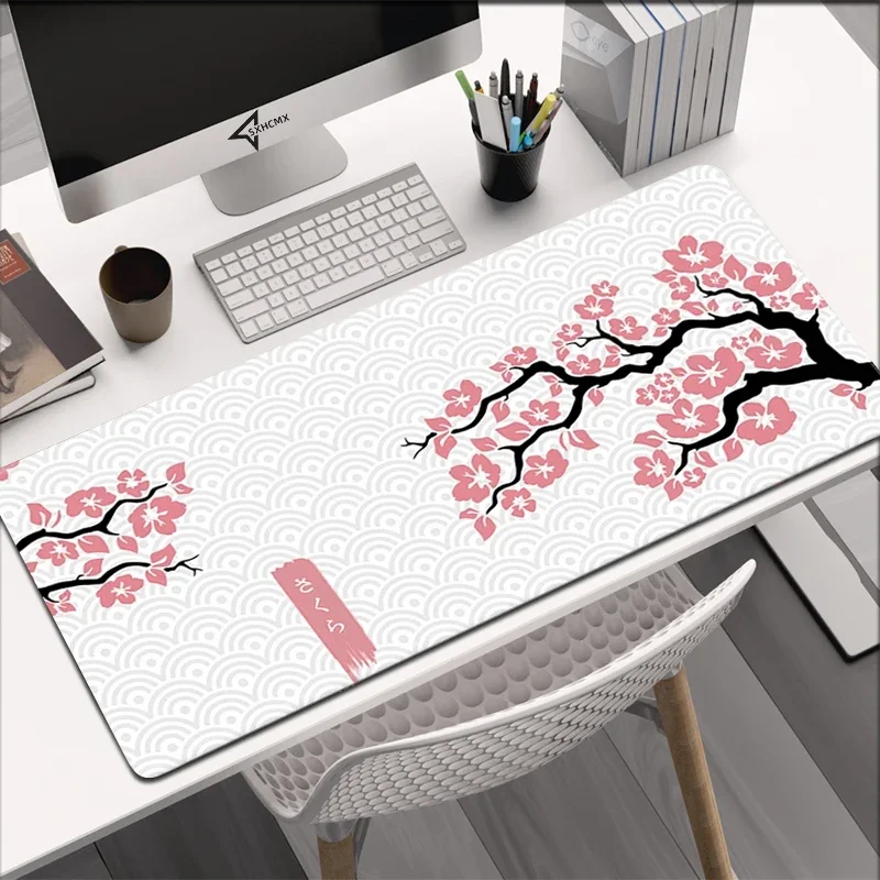 

Большие игровые коврики для мыши, коврик для мыши Sakura, компьютерный коврик для мыши, коврик для мыши 90x40 см, настольные коврики для ПК, коврики для клавиатуры, Настольный коврик