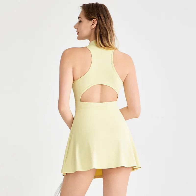 Women's Polo Tennis Dress Build In Chest Pads&Shorts Tummy Control Slim Fit Sports Golf Dress Female Outfits Workout Clothing
