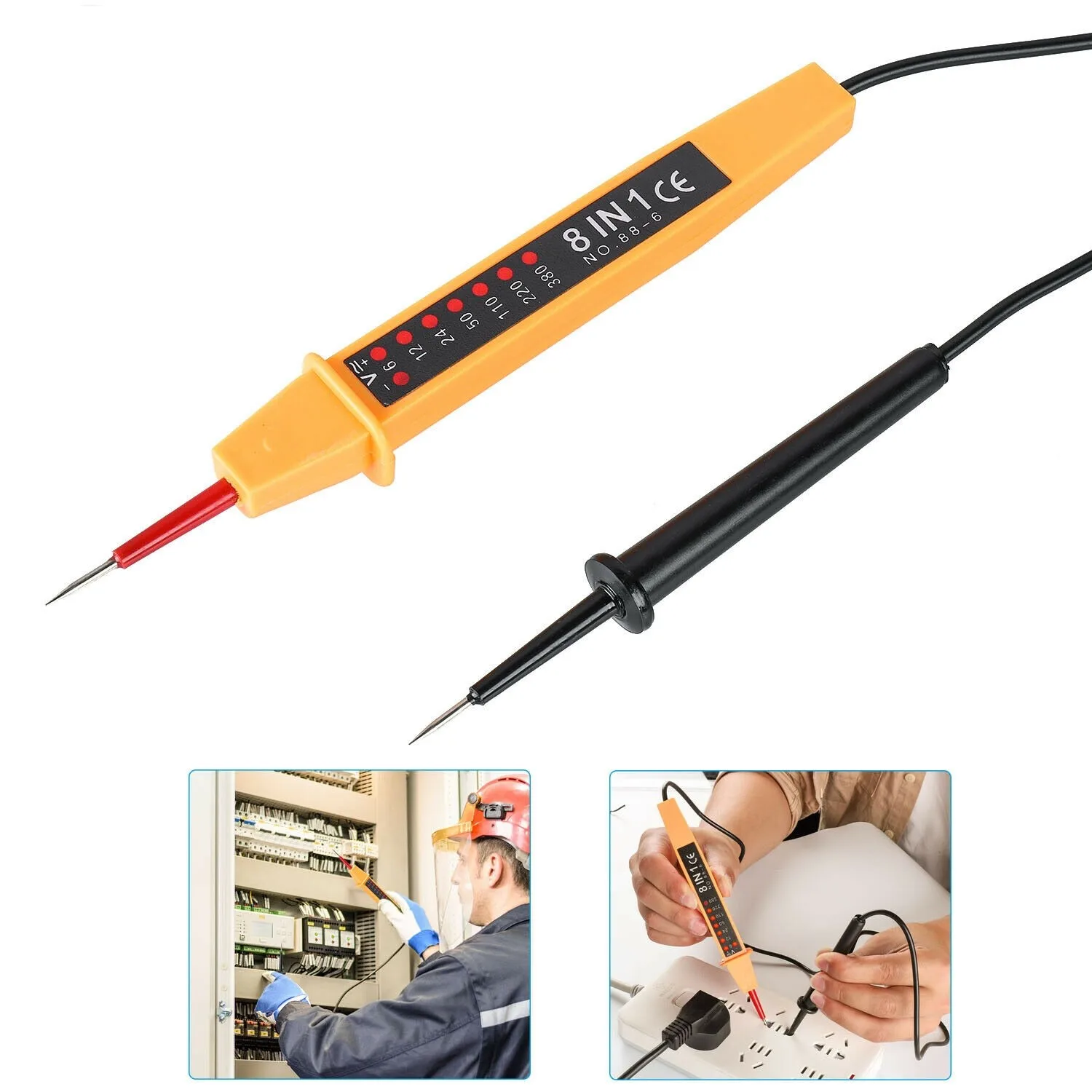

8-In-1 Voltage Tester AC/DC 6-380V Auto Electrical Pen Detector Induction Display With LED Light For Electrician Testing Tool