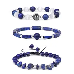 Amethyst Healing Bracelet Set for Wellness and Mindfulness (Lapis Lazuli-3PCS)