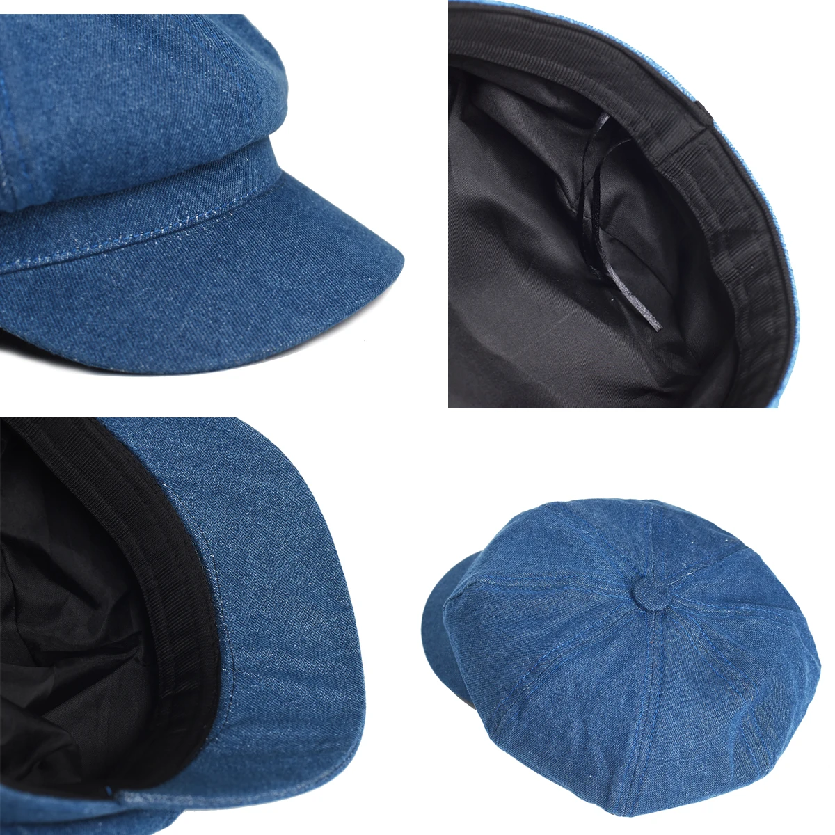Basco vintage in jeans da donna berretto ottagonale in cotone_voghion.com