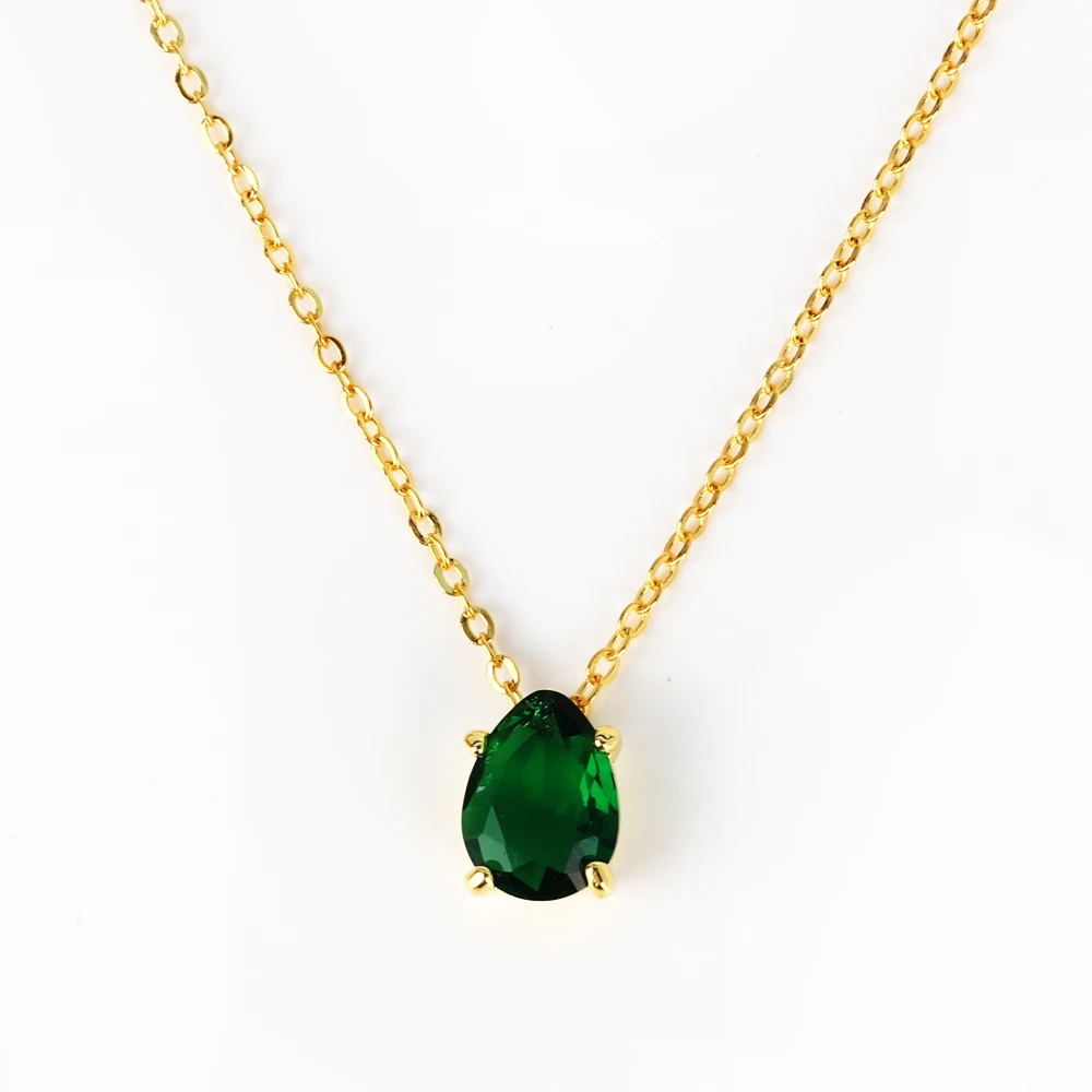Emerald Crystal Zircon Necklace Multiple Views