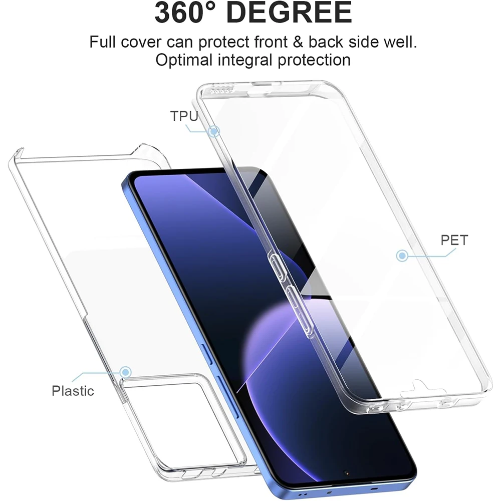 360 Full Body Clear Hybrid Protective Case with Hard Screen Guard and Soft Shell