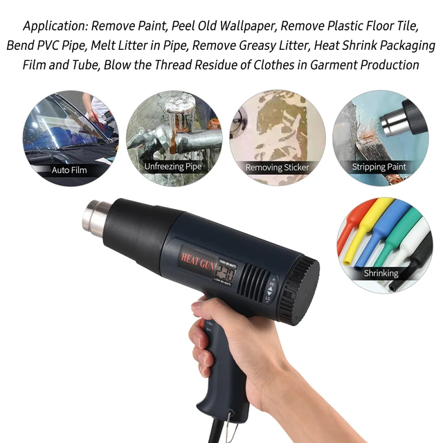 1800W Hot Air Gun Fast Heating Handheld Heat Blower Electric Adjustable  Temperature 60~600℃ Heat Gun Tool with 4 Nozzles - AliExpress