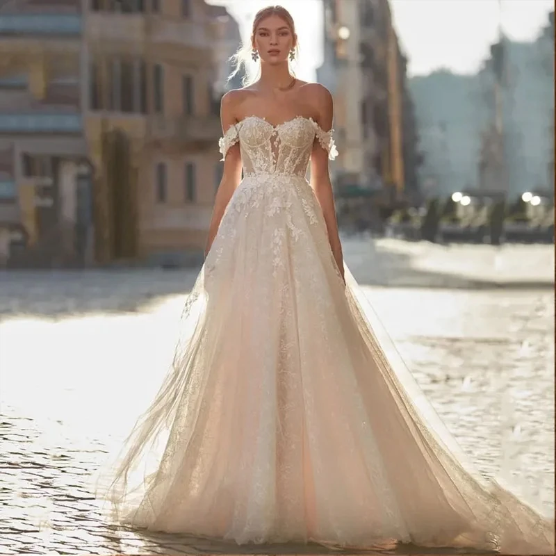 

Classical Sweetheart Vestidos De Novia Off The Shoulder Wedding Dress Applique Vestido De Noiva