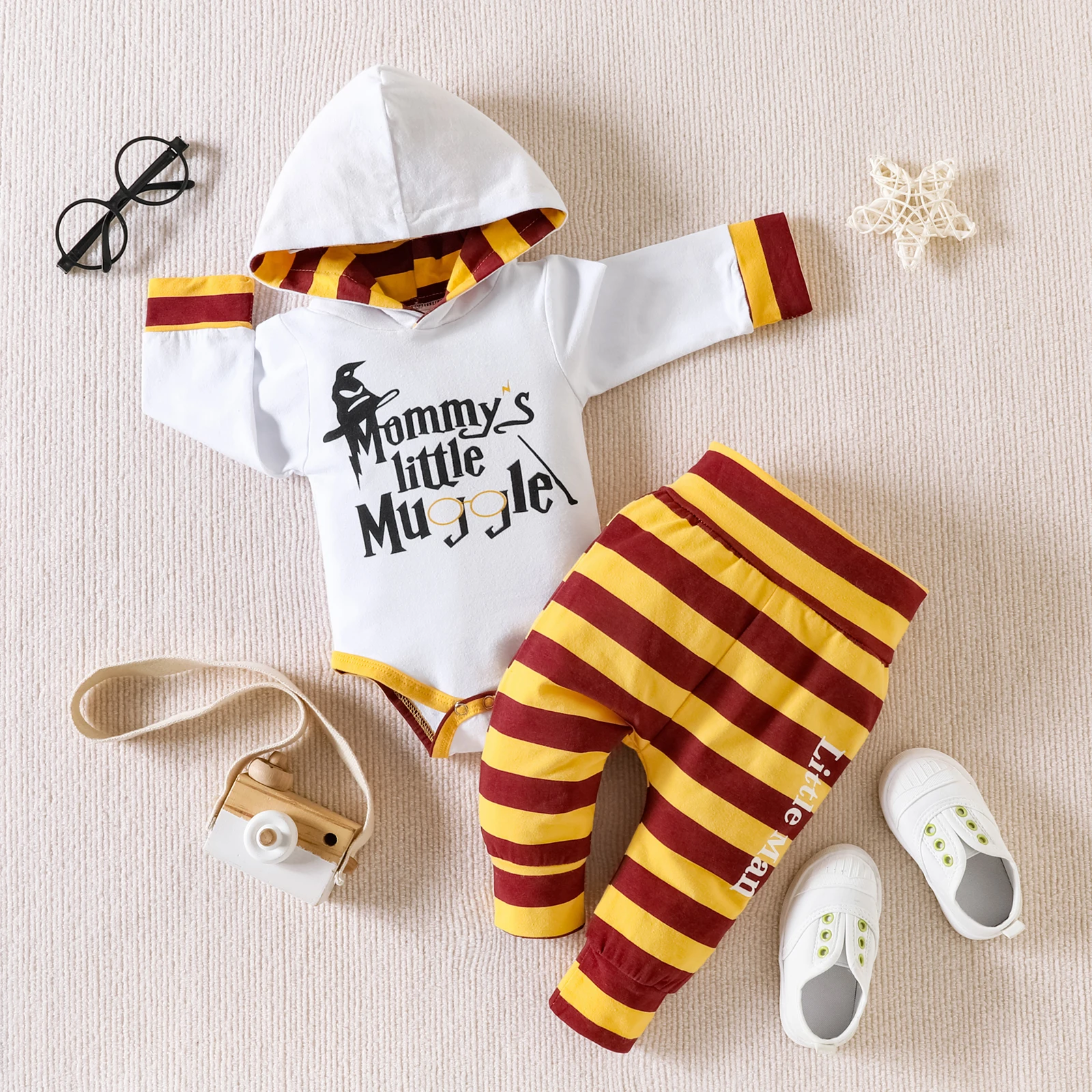 Children's Long-sleeved Hoodie Suit Top Striped Pants Crawling Cotton Clothes for Boys and Girls kids clothes set,two piece set,baby girl clothing set