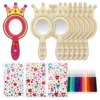 Wooden Toy Mirrors Handheld Crafts Boxwood Princess Birthday Party Decorations Child 1