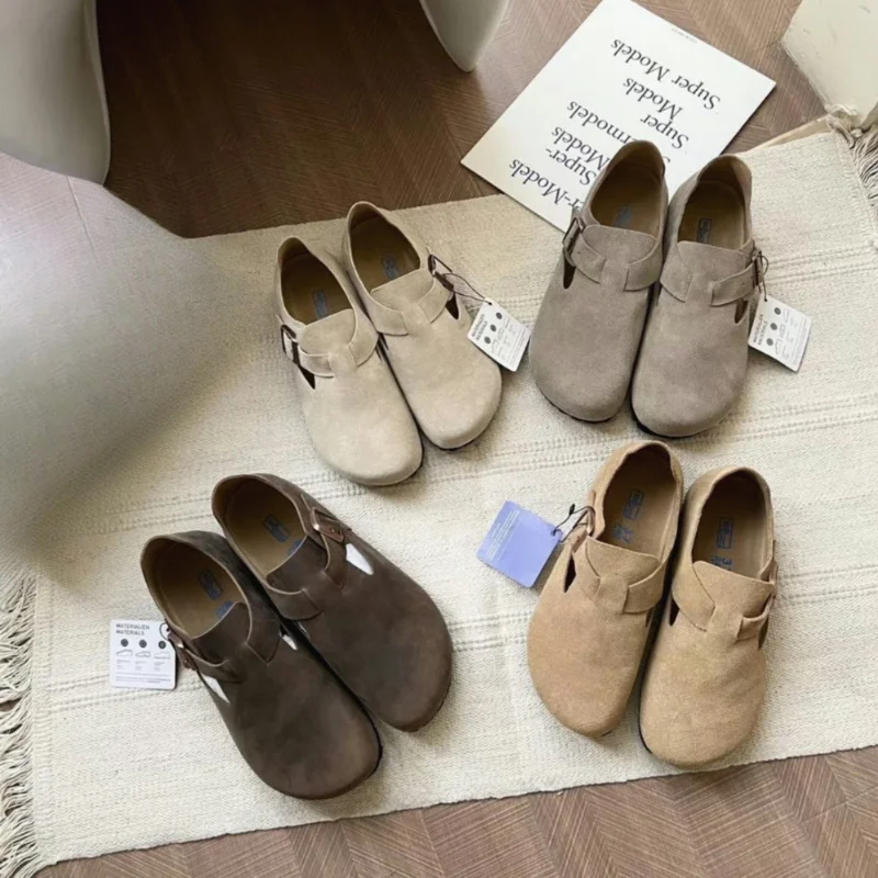 

Сандалии пляжные для мужчин и женщин, босоножки из замши и пробки на плоской подошве, с пряжкой, уличные лоферы, для весны, лета