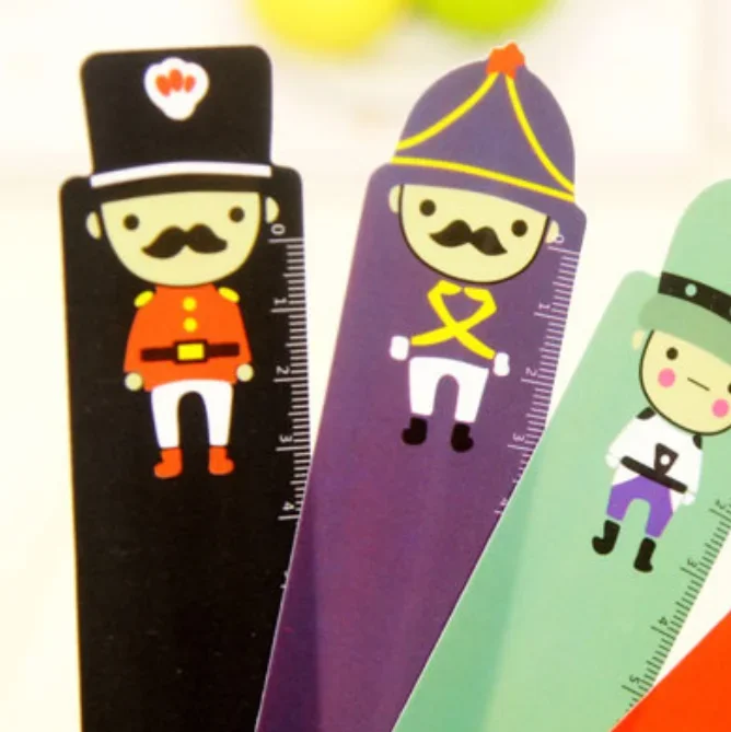 Kawaii Cartoon Soldier Doll Ruler Bookmark - 15cm Straight Ruler for School and Office Supplies