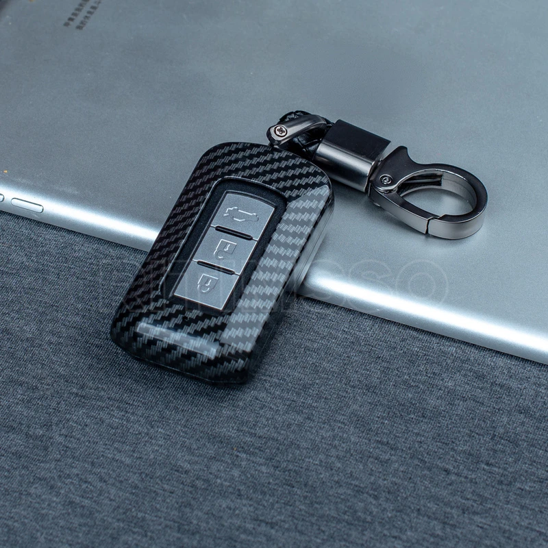 2 3 Buttons Carbon Abs Car Key Case Cover For Mitsubishi Outlander Asx Lancer Pajero Sport