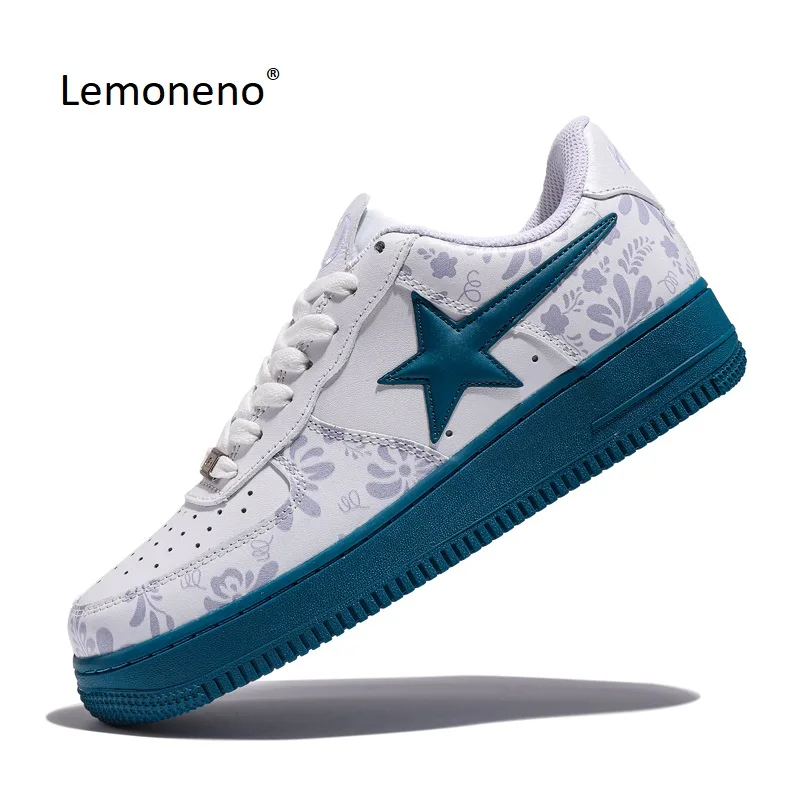 

Lemoneno Sneakers Casual Sport Shoes Blue,Skating Shoes Lace Up Non-slip Comfort Footwear for Travel Walking White Khaki Pink