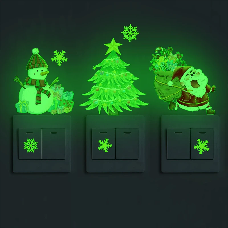 LuminousChristmasWallStickersSantaClausSwitchStickerWindow