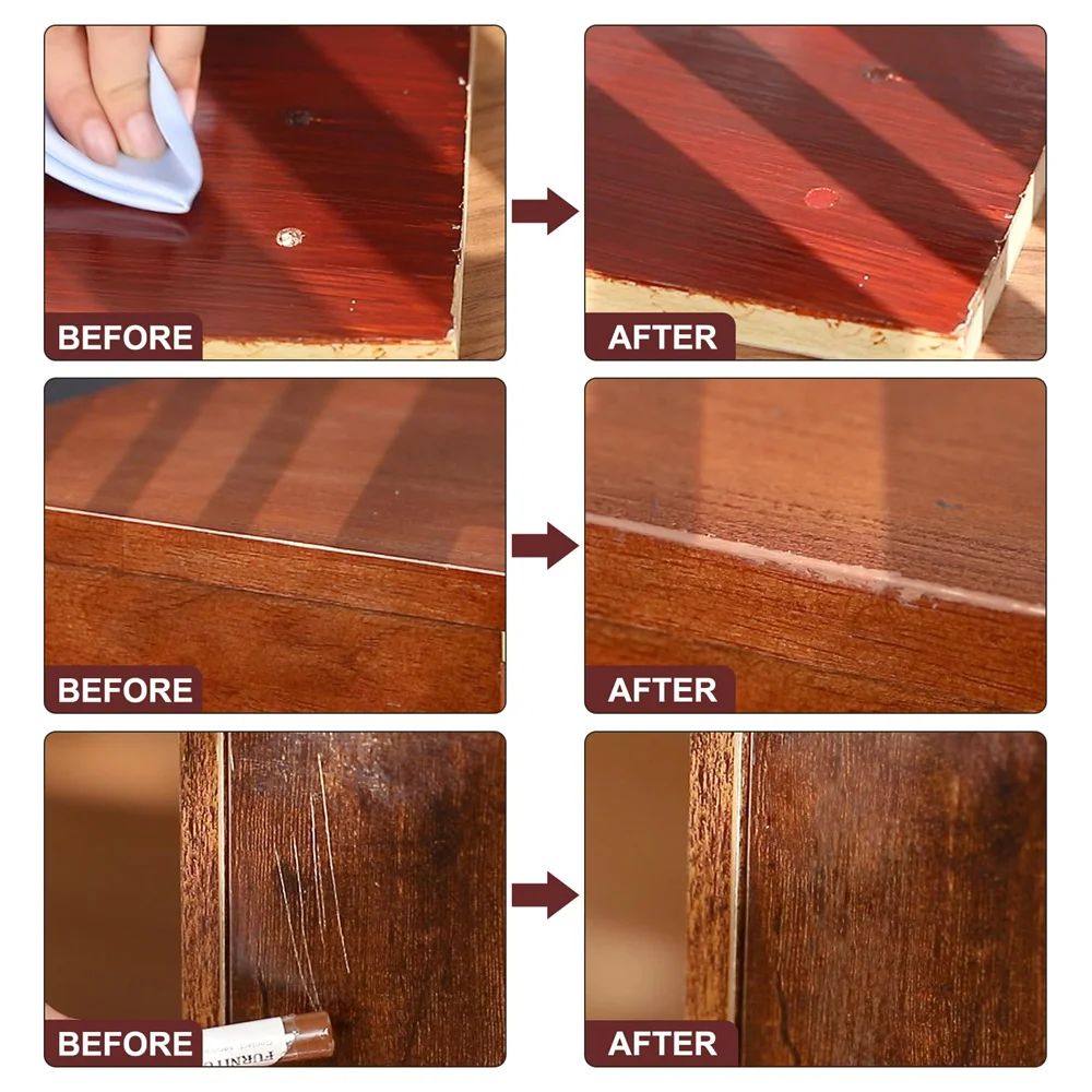 SEISSO 18 Colors Wood Wax Crayons Scratch Repair Pen Kit Filler Touch Ups for Scuffs Cracks Nail Holes Hardwood Floors Cabinets