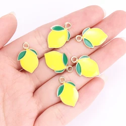 Set of 10 Enamel Strawberry Charms - Gold - Tone Fruit Pendants (10pcs)