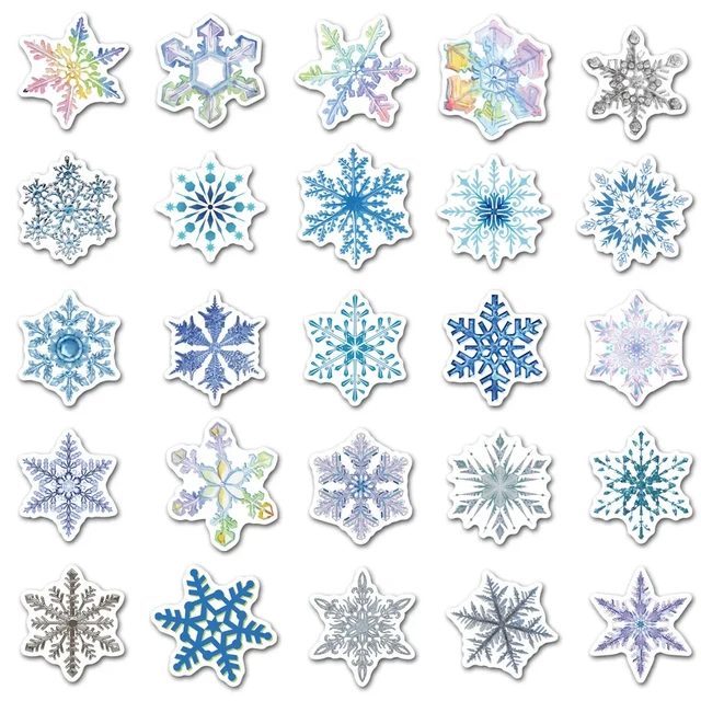 50PCS Snowflake Stickers,Christmas Waterproof Winter Snowflake Stickers for  Water Bottles Laptop Suitcase Phone Bike Skateboard - AliExpress