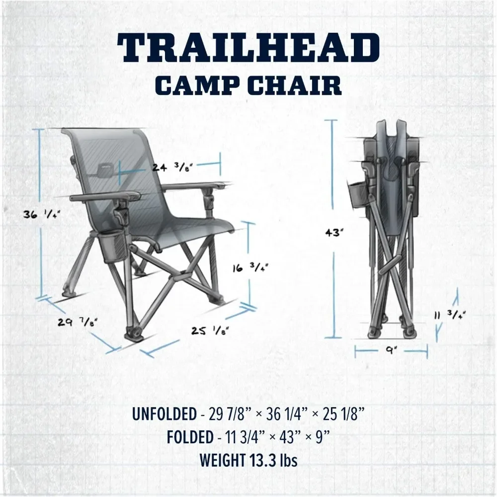 Charcoal Foldable Chair Trailhead Collapsible Camp Chair Chaise Lounges Outdoor Furniture Chairs for Living Room Camping Folding 2