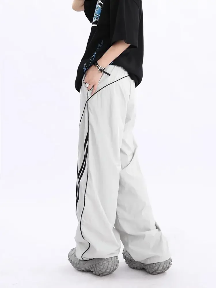 Retro Wide-leg Pants Men and Women Y2K Sweatpants Loose Drape Drawstring Korean Fashion Streetwear Straight Casual Long Pants