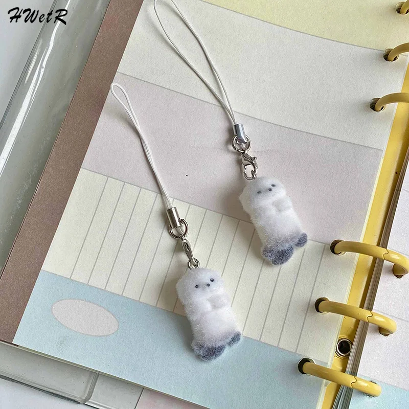 Adorable Flocked Sea Otter Charm Pendant with Lanyard