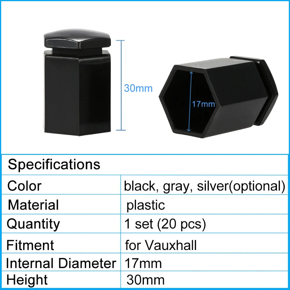 

Car-styling 17*30mm Black 20Pcs/set Vehicle Auto Car Wheel Nut Bolt Cover Cap for VAUXHALL Cars