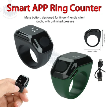 Contatore Smart App con Anello, Display Digitale OLED, Contatore Bluetooth, Promemoria Orario, Contatore Indossabile per Preghiere
