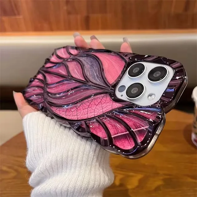 ตัวเลือกสินค้า เคสซิลิโคนนุ่ม ป้องกันรอยกระแทก ลายใบไม้สีสันสดใส สำหรับ iPhone 16/17 Pro Max