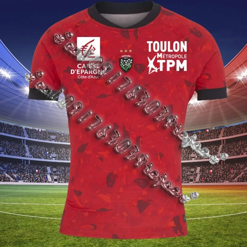 24-25 France TOP 14 Rugly Jersey Game Jersey Oversized Rugby Club Toulonnais Football Short Sleeve Tops