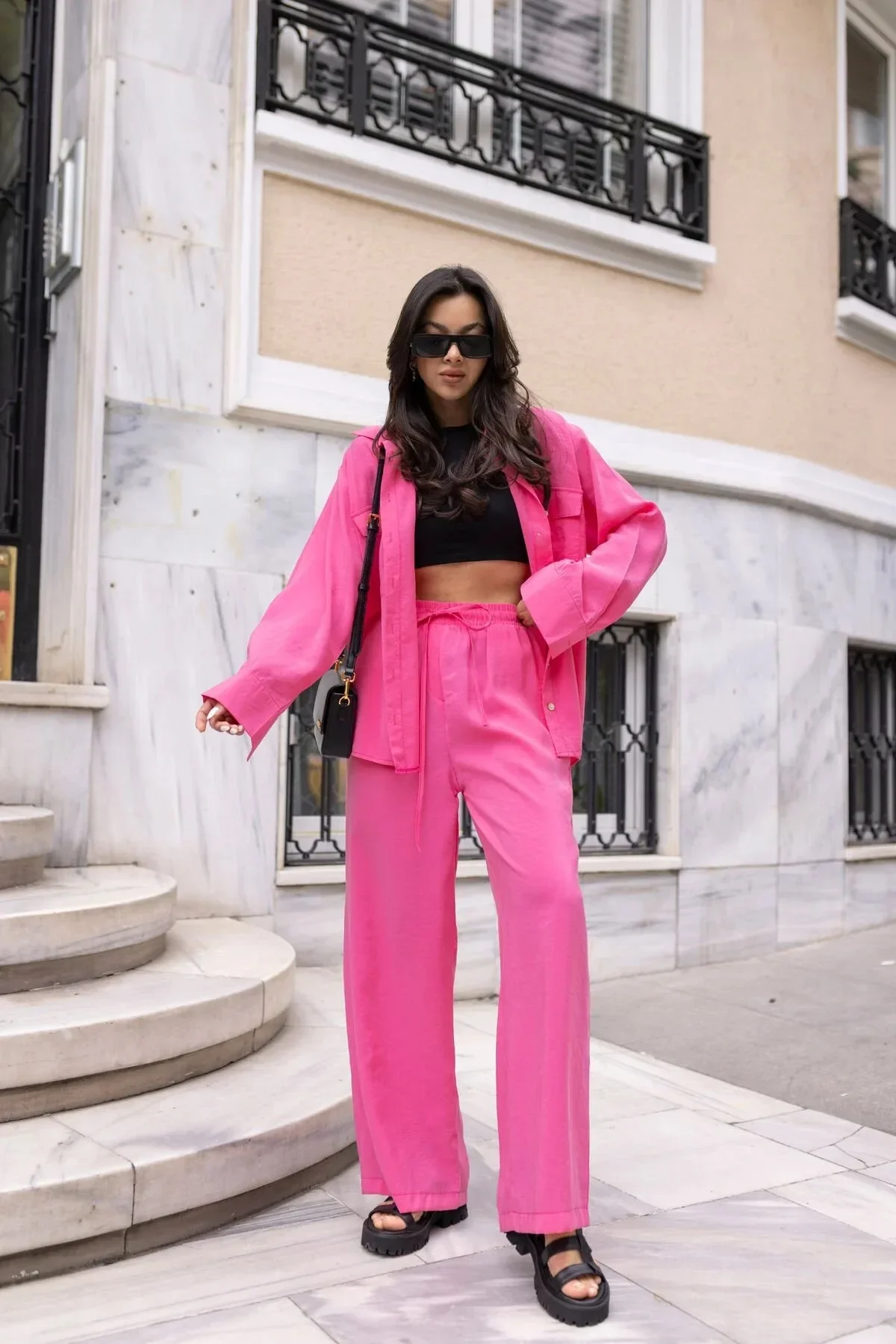 thumbnail image 1 of Conjunto de dos piezas para mujer, camisa y pantalón de manga larga con botonadura sencilla, traje de mujer de otoño e invierno 2024 con doble bolsillo, 1 of 5