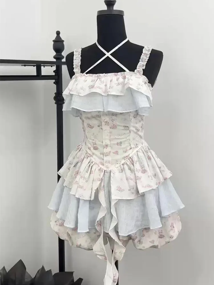 Summer Women Korean Vintage Ballet Core 2000s Party Rave Y2k