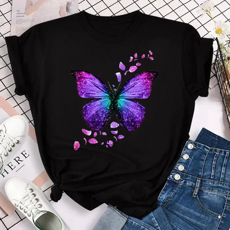 T-Shirt Donna Con Stampa Gatto Colorato – Tunica Morbida In Poliestere, Girocollo, Maniche Corte - 2