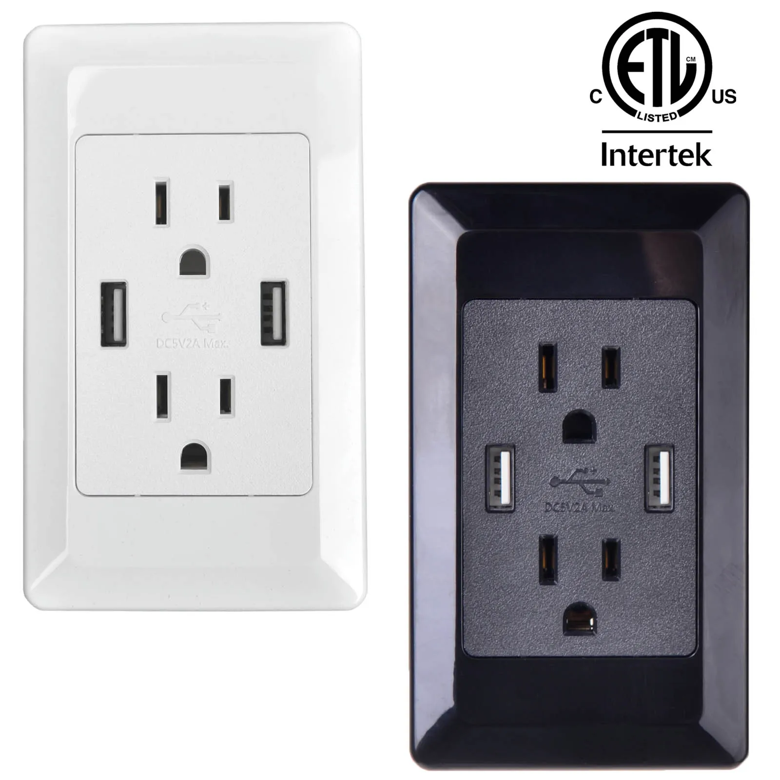 

US Dual USB Port Electric Wall Charger Dock Station Socket 5V/2A Power Outlet White Panel Plate dropshipping