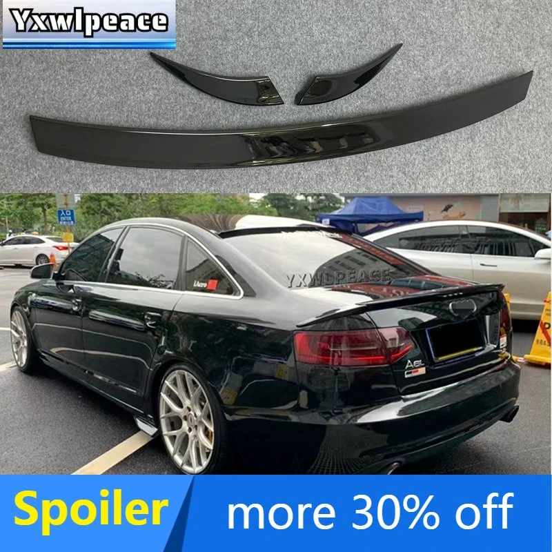 

For Audi A6 C6 2005 2006 2007 2008 2009 2010 2011 Spoiler PU Material Primer Color Rear Trunk Lip Wing Car Accessories