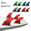UK2.1 Quad FINS Surfboard Fins UPSURF FUTURE Side Fin Carbon Honeycomb Design Single Tabs Base Surf Fins 4 Pcs Quilhas 1