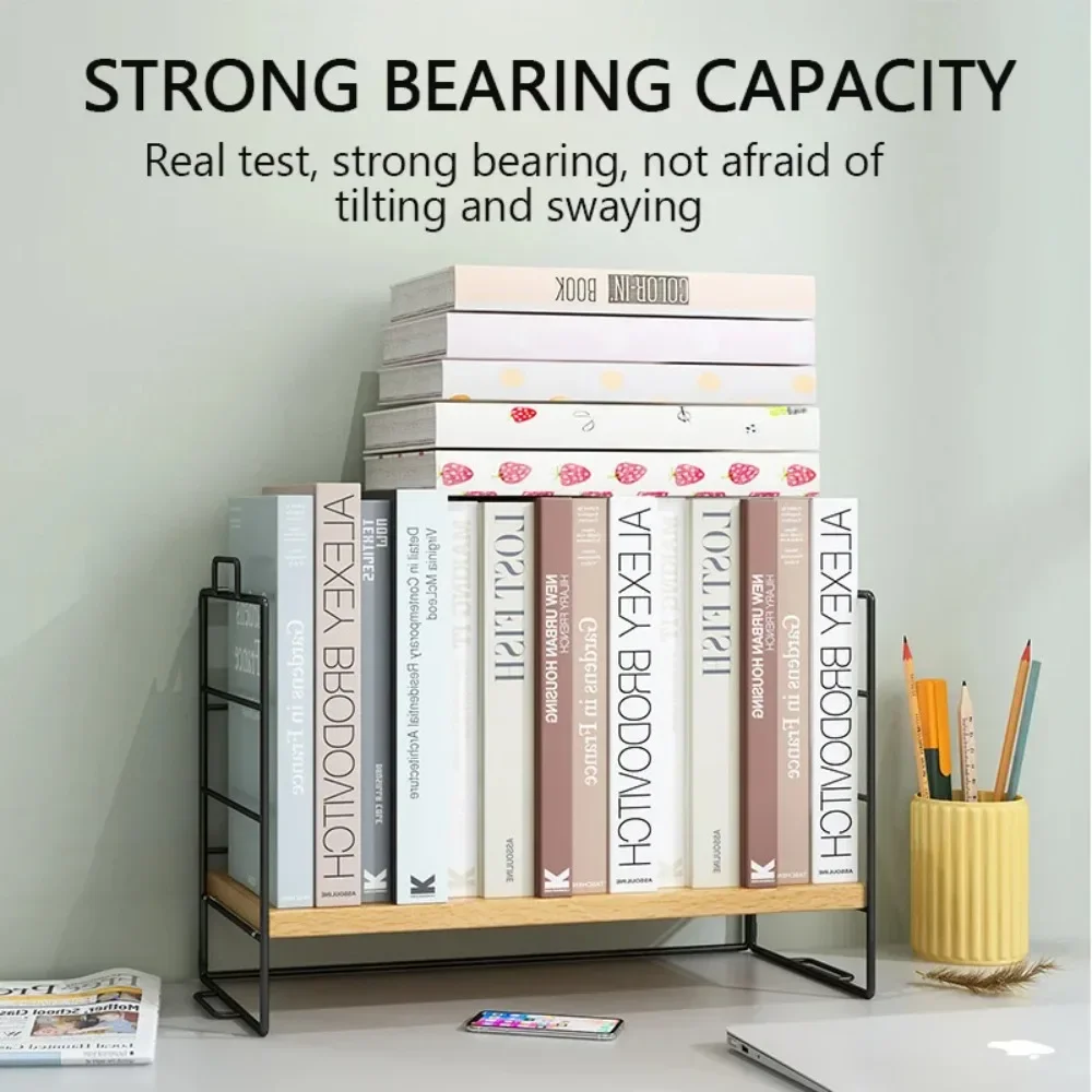 Book Display Stand Desktop Bookshelf Small Book Rack on Desk Countertop Simple Storage Shelf for Office Desk Multi Story Dormitory Bookshelves