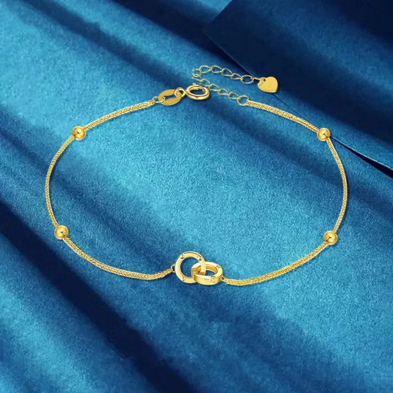 LABBGenuine18KGoldBraceletRealAU750ChopinChainAdjustable