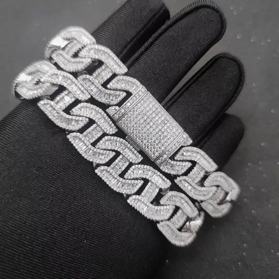 Custom Iced Out Cuban Link Chain Hip Hop Necklace Bling Diamond Cuban Chains