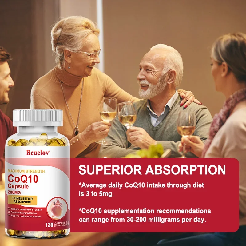 Supports Heart Health, Brain Function and Energy Production- Maximum Strength 3X Absorption Coenzyme Q10 200 Mg Softgels