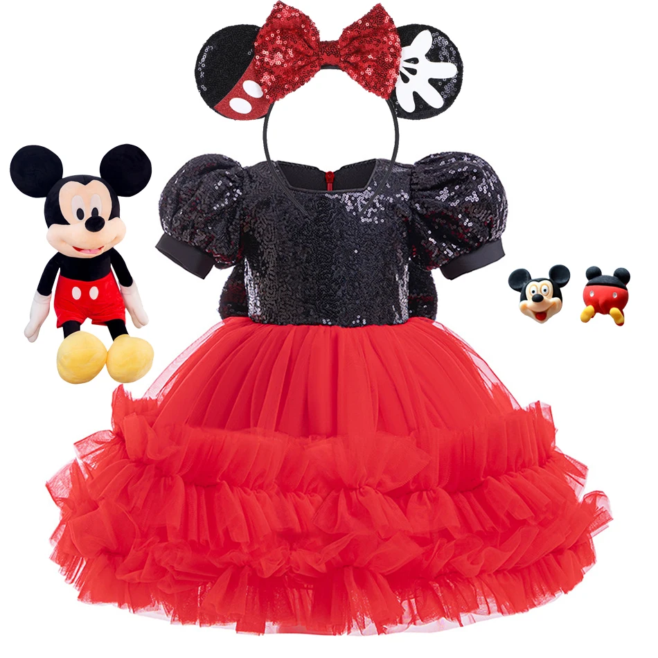 Disney Mickey Mouse Dress Girls Sequin Mesh Ball Gown Children Carnival  Halloween Clothes Kids Formal Dress for 1-6Y - AliExpress