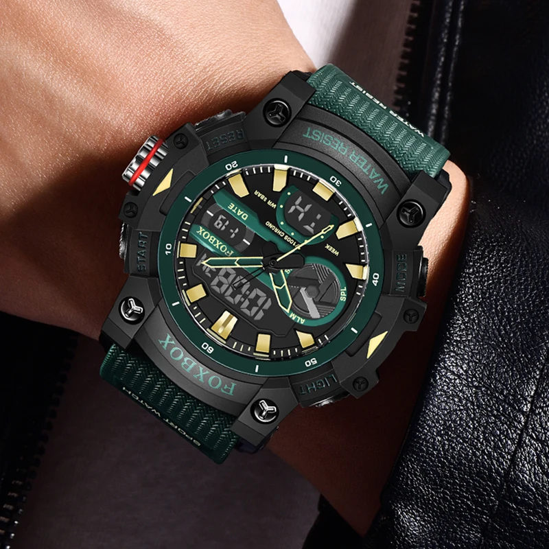 New LIGE Luxury Fashion Quartz Watches LCD Display Analog 5ATM Waterproof Sport Chronograph Reloj Hombre Gift for Men 2024