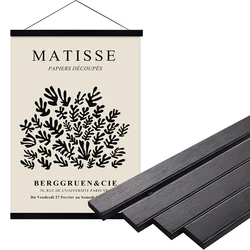 Magnetic Wooden Picture Poster Frame for Wall Art and Canvas Prints - Teak Pine Decor (Black Wood)