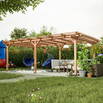 LZBEITEM 12' x 16' Wooden Pergola for Climbing Plants 1