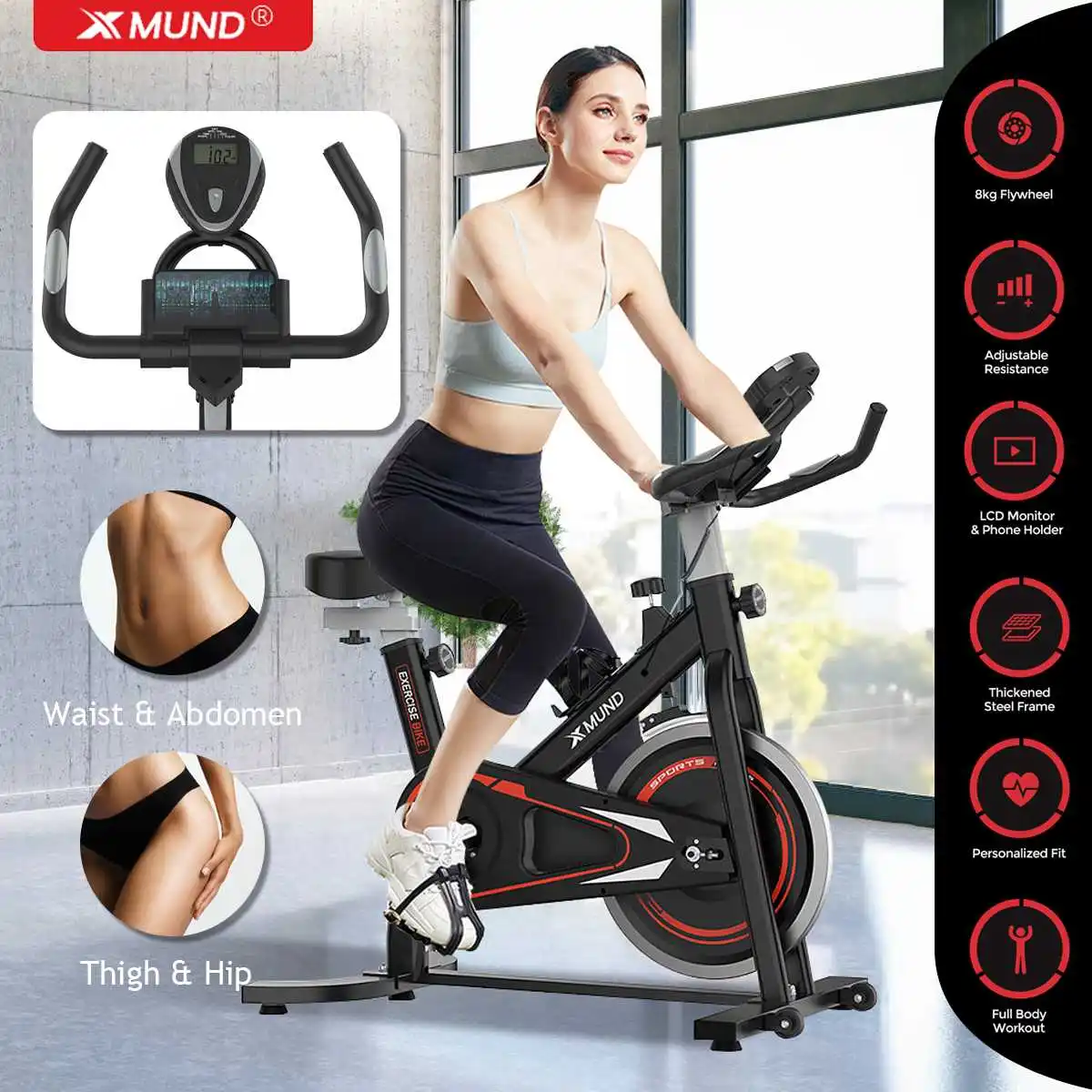 XMUND XD-EB2 8kg Flywheel Static Bike Mute Bicycle Exercise Home Indoor Cycling Wide Fitness Equipment Gym _ - AliExpress Mobile