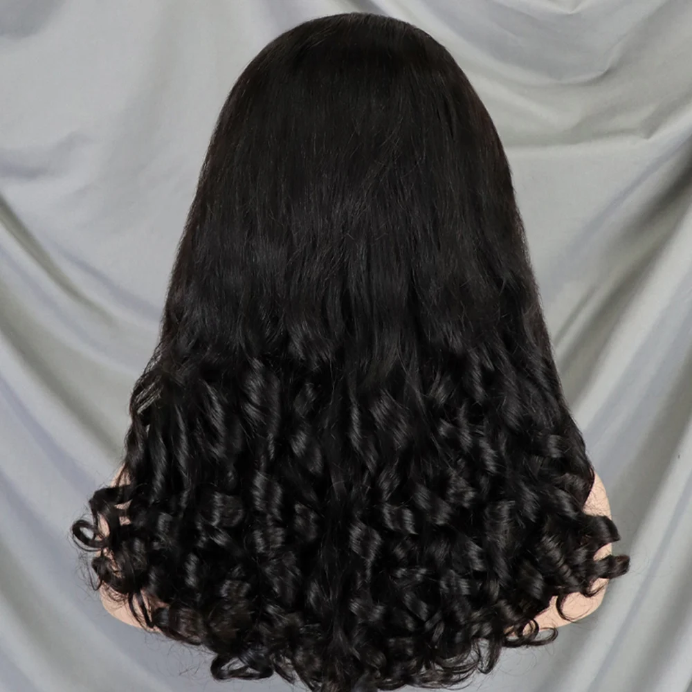 300 Density 100% Human Hair Loose Wave Fumi Bouncy Curly Wigs Double Drawn Hair Wigs 13x4 HD Lace Frontal Wigs