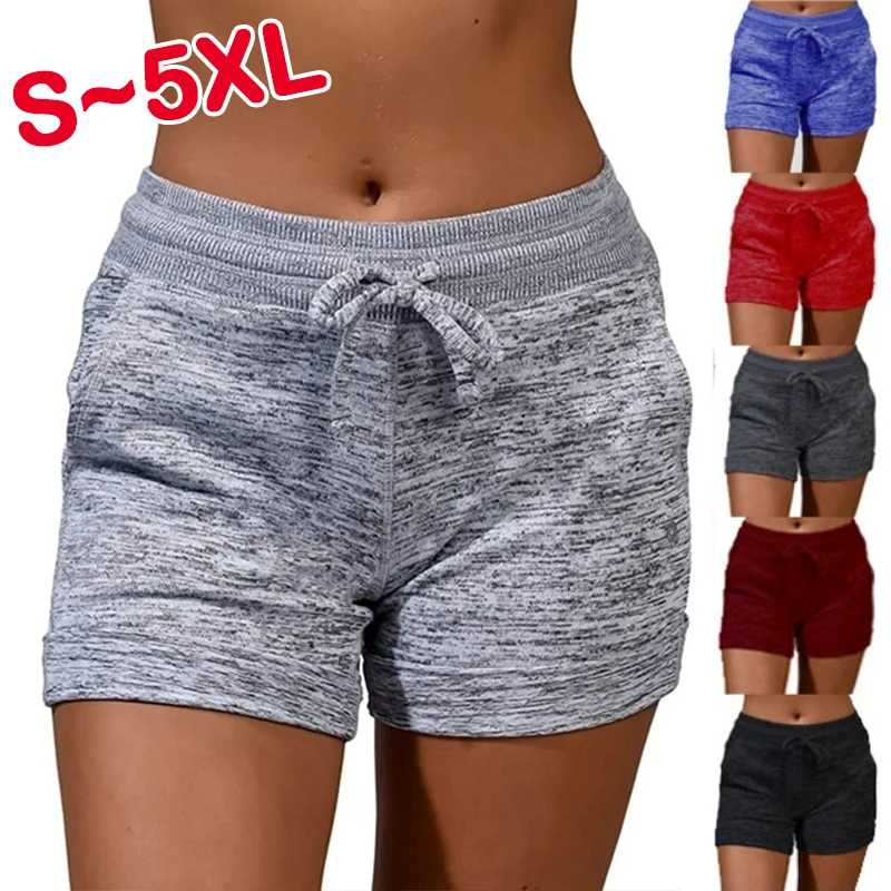 

Summer women's bottom quick drying shorts yoga pants casual sports high waisted drawstring elastic shorts women's beach shorts