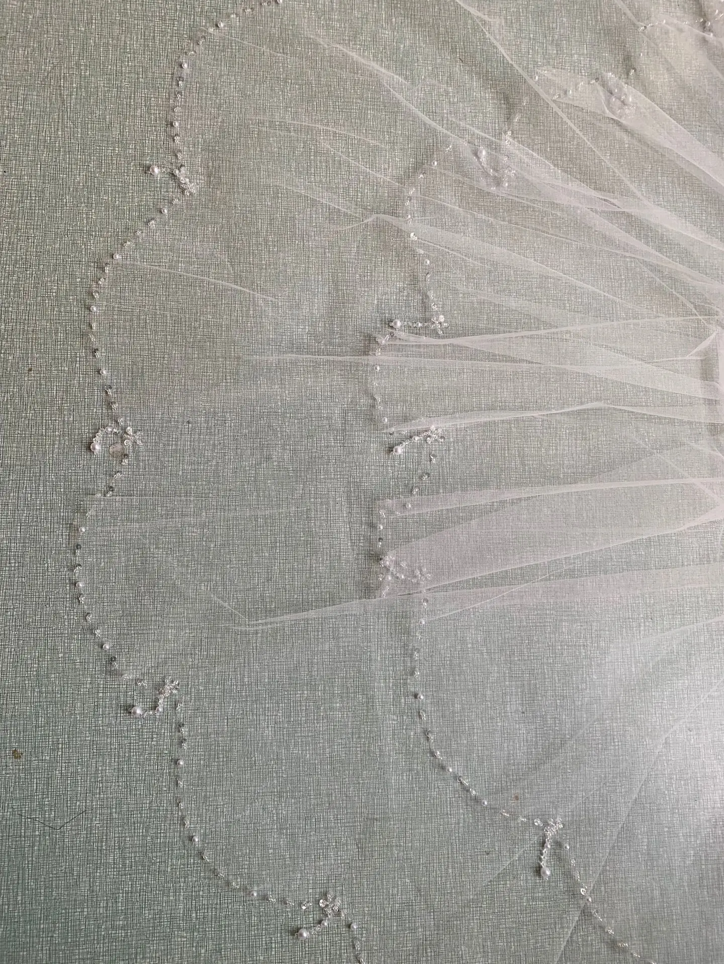 Bridal Veil Two Layers Elbow Length Beading Edge Wedding