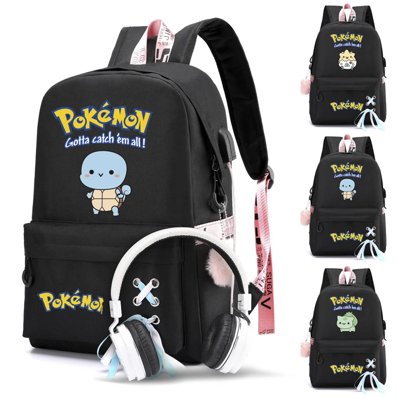 

Anime Pokemon Backpack Anime Cartoon Cute Mochila Escolar Bag Student Bookbag Primary and Secondary Back To School Backpack